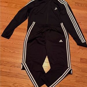 Adidas Black Track Suit with White Stripes